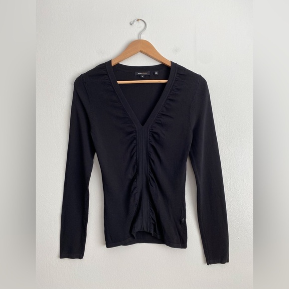 BCBGMAXAZRIA Ruched Long Sleeves Knit Sweater Top Pullover Minimalist Luxury S - Picture 3 of 9